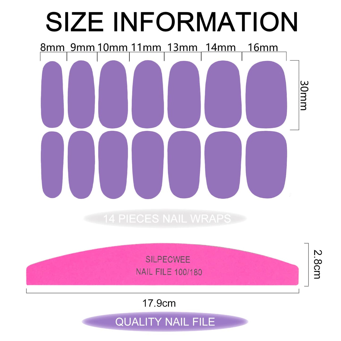 SILPECWEE 24 Sheets Glitter Solid Color Nail Wraps for Women Nail Polish Strips Self Adhesive Nail Polish Stickers Gel Nail Strips for Nail Art Fingernail Manicure Stickers with 1pc Nail File