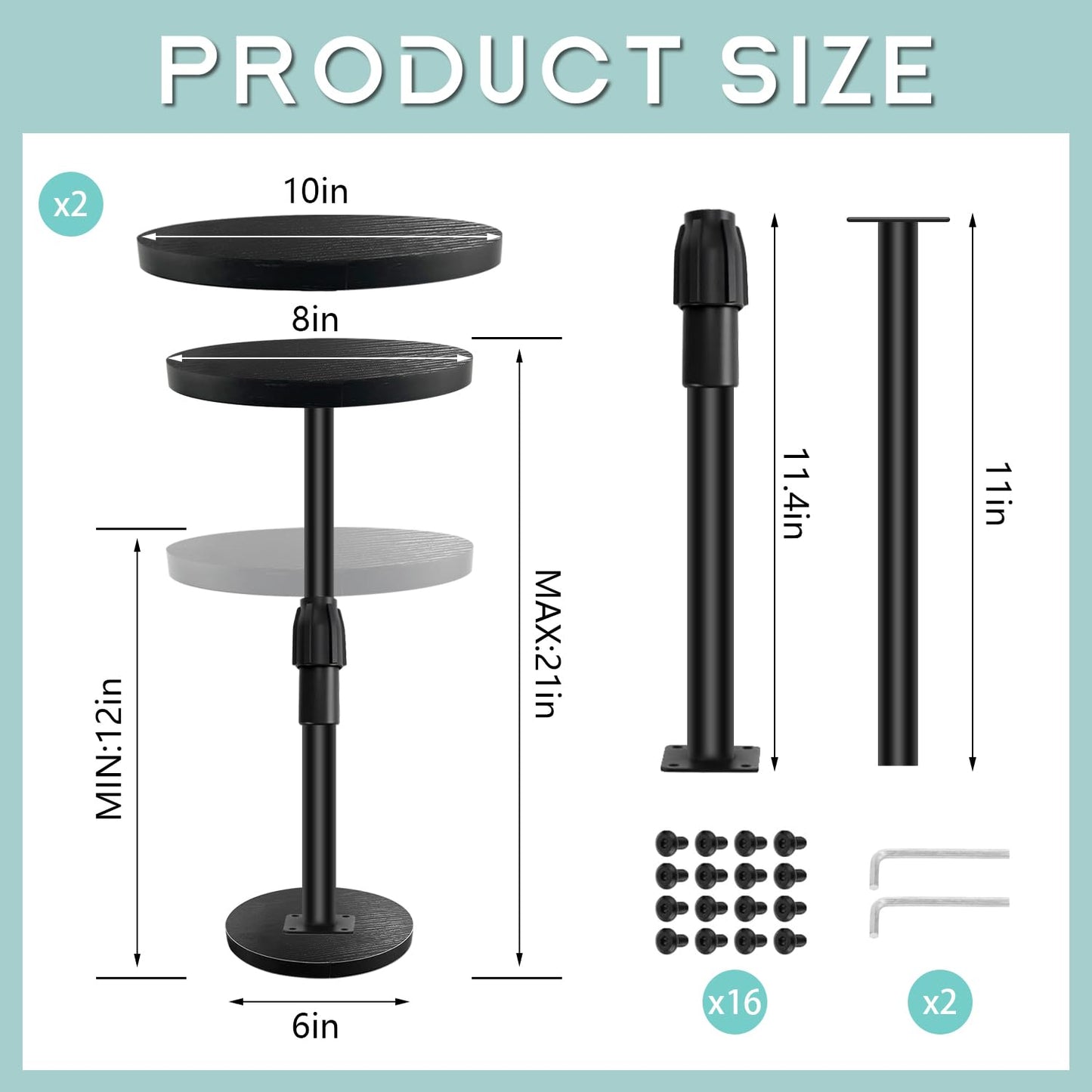 X-Kingsun 2 Pack Adjustable Height Plant Risers for Inside Pots 12-21" Planter Inserts with 6" 8" 10" Base Rise Planter Lift Inserts Risers for Indoor Outdoor Tall Large Planter Container Flower Pot