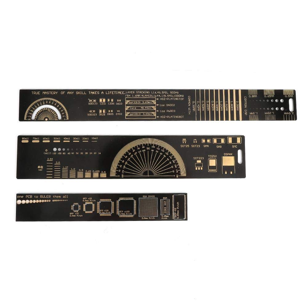 Multifunctional Ruler, 3Type of Set 15/20/25cm 6.3/7.87/10.23 inch PCB Ruler Electronic Engineers Multifunctional Ruler Printed Circuit Board Ruler