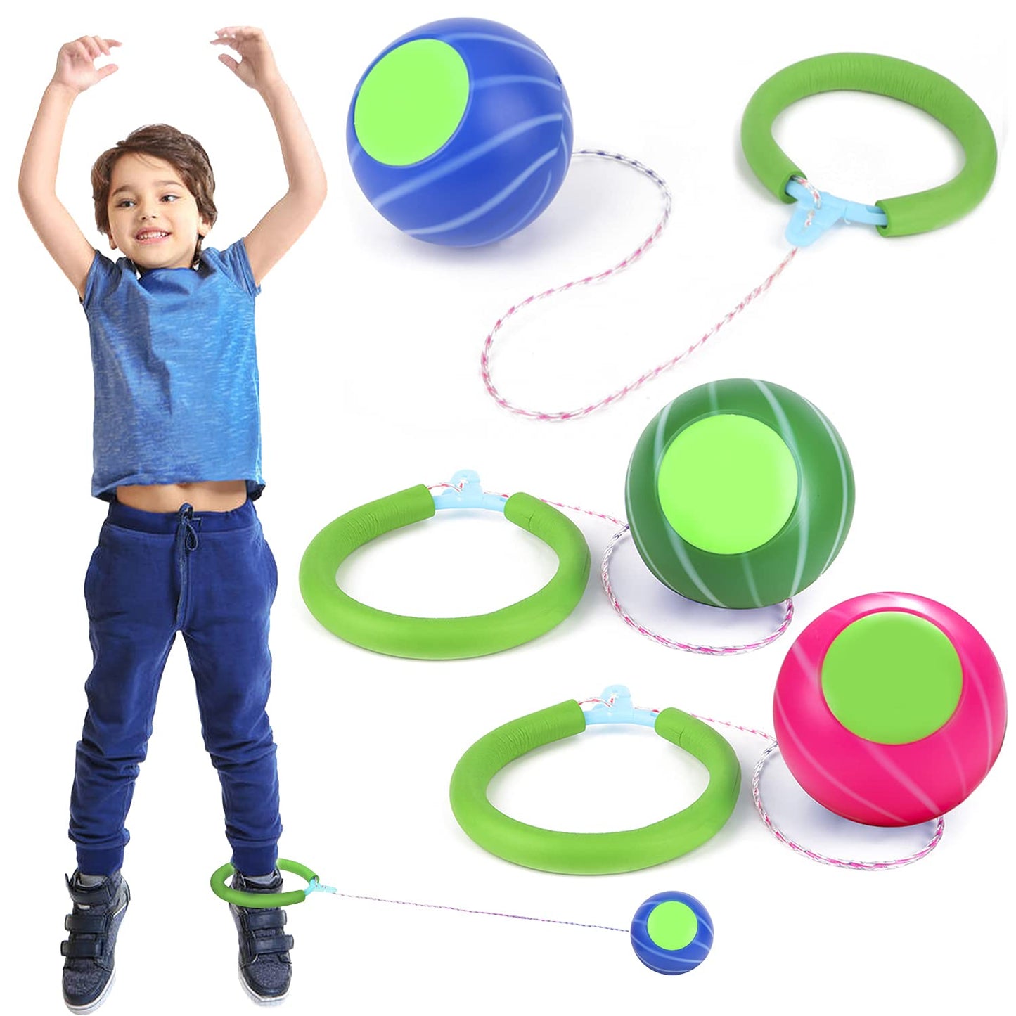 PROLOSO Skip Ball Sports Swing Balls Set Ankle Toy for Kids Adults, Pack of 3