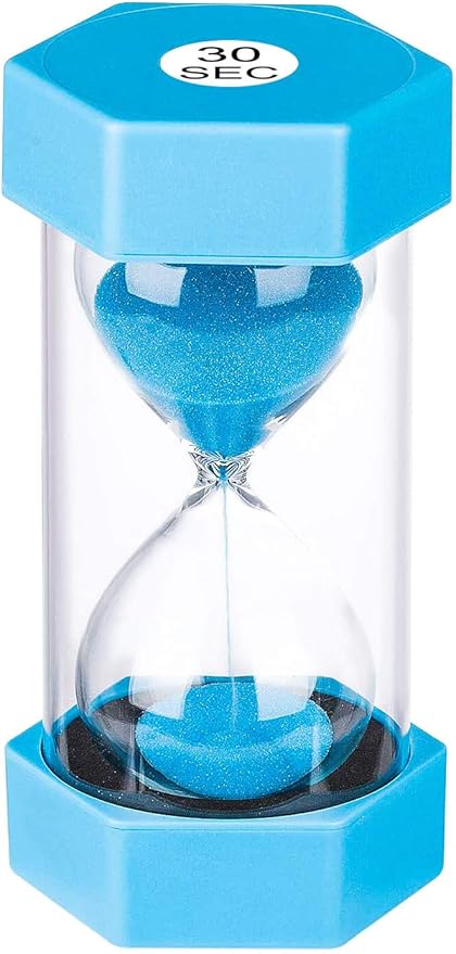 Large 30 Second Sand Timer, Colorful Durable Hourglass Sand Clock, Plastic Blue Sand Watch 30 Sec for Kids Games Classroom