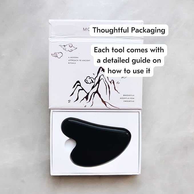 Mount Lai Black Obsidian Gua Sha Facial Tools – The Stone of Clarity – Face & Body Guasha Tools for Self-Care, Massager for Sculpting, Muscle Tension Relief & Puffiness Reduction