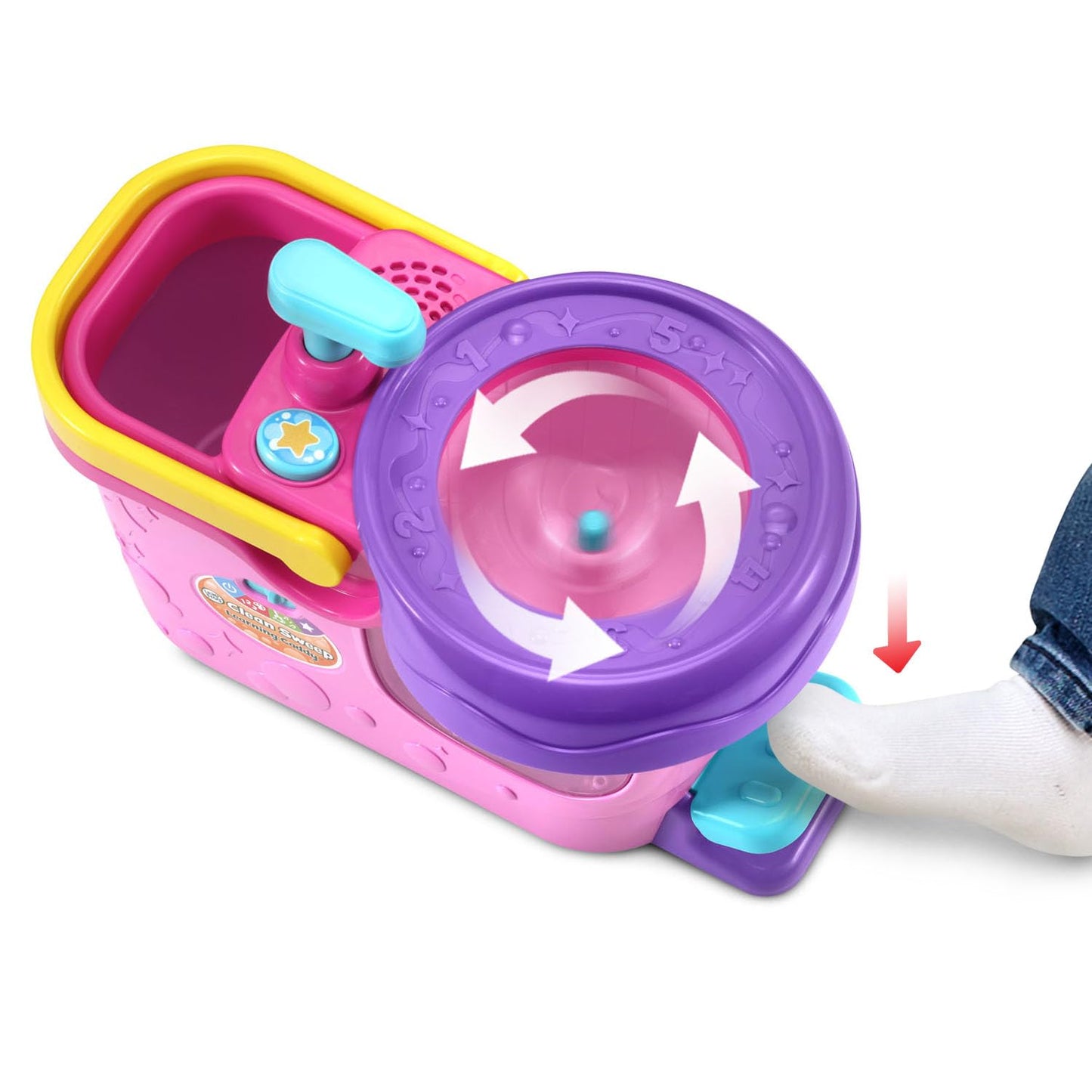 LeapFrog Clean Sweep Learning Caddy, Kids Mop and Broom Cleaning Toy Set for Ages 3-5, Pink