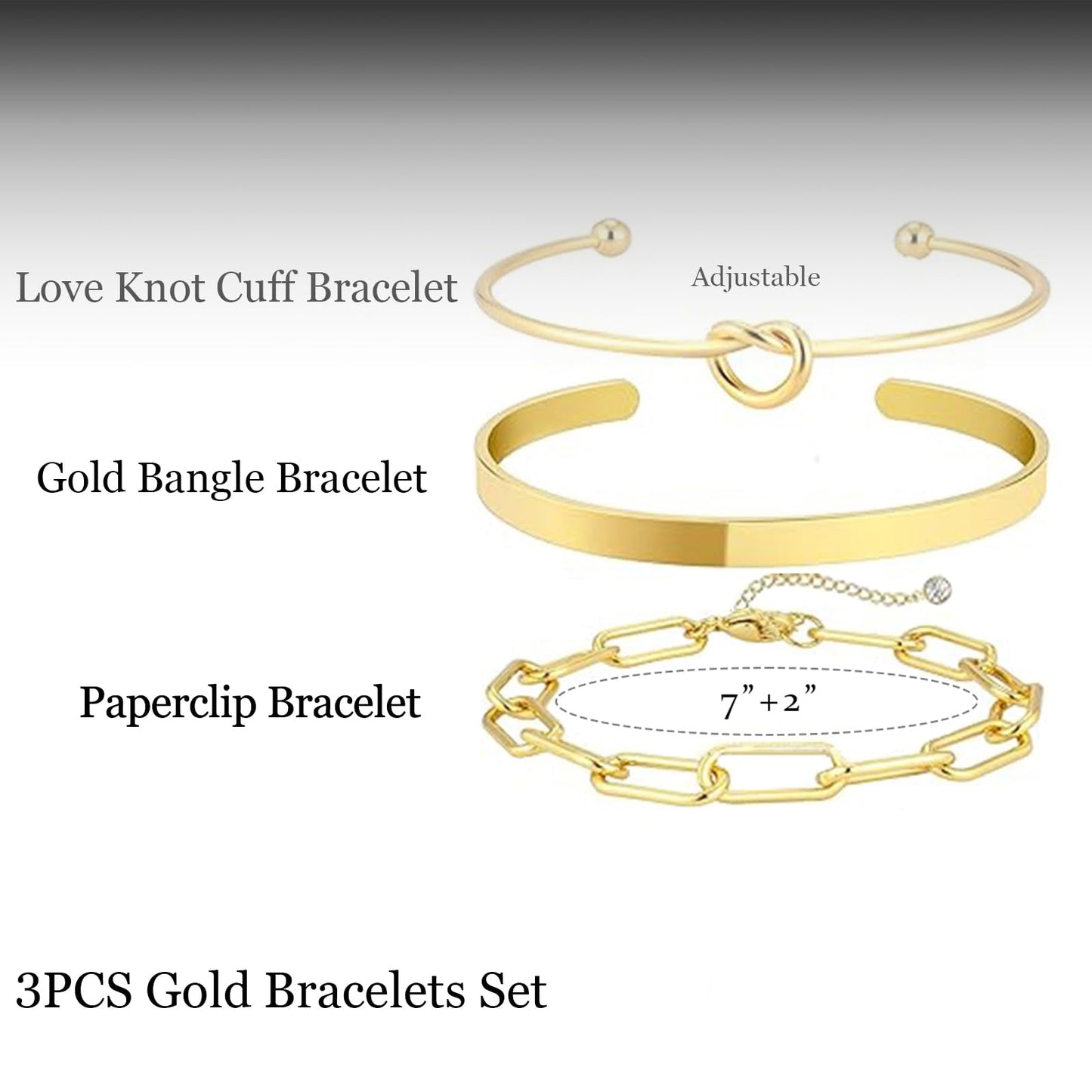 HERIER Gold Bangle Bracelets Stack for Women Trendy 14K Gold Plated Paperclip Chain Bracelets Set Jewelry for Women Non Tarnish