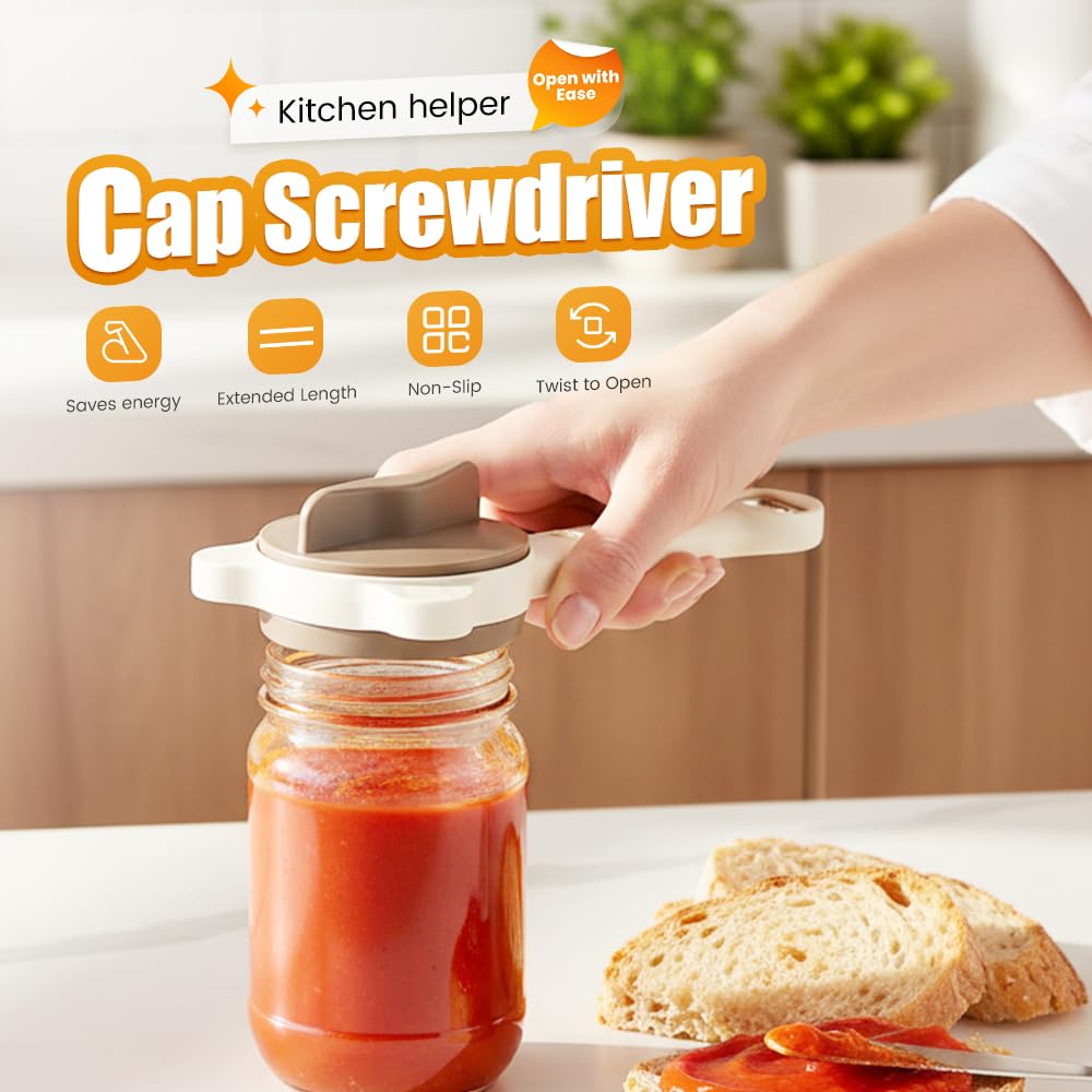 4 in 1 Multi-Purpose Jar Opener, Adjustable Three Claw Bottle Opener with Non Slip Teeth, Multi Kitchen Tool for weak hands and seniors Sufferers, Fits Kitchen Jars, Bottles and Cans (1 PCS)