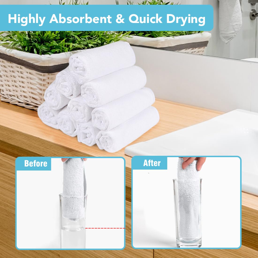 Wash Cloths Face Towels 12x12 Inch 20 Pack (20 Count)