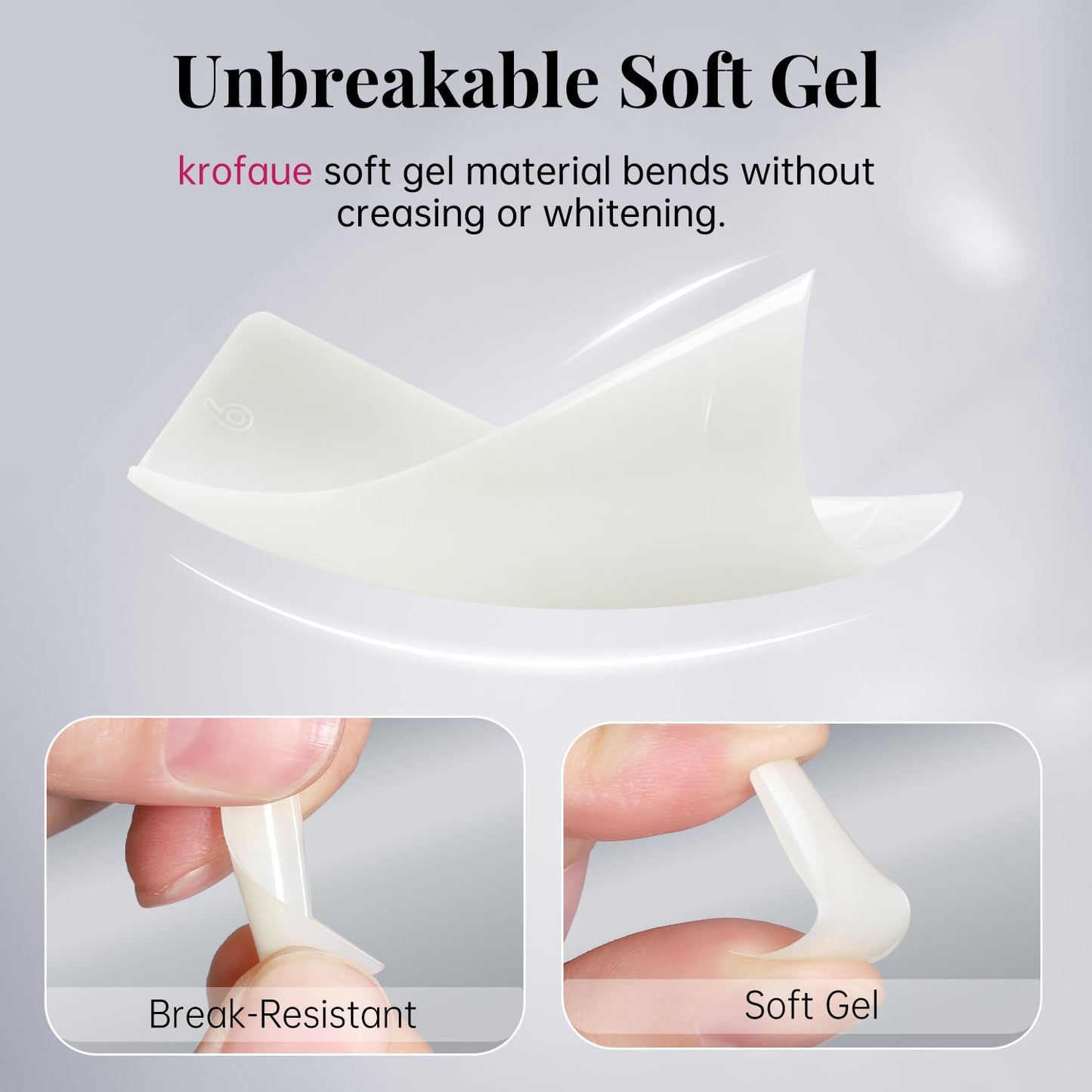 Krofaue Nail Tips Art Bundle – 500PCS Soft Gel French Half Cover Nail Tips with Box & Mini Rechargeable UV Flash Cure Lamp with Stand for Salon and Home DIY