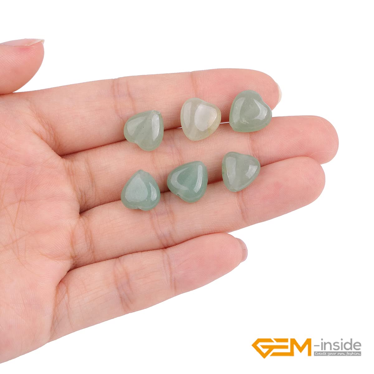 GEM-Inside 10mm Heart Charms Natural Green Aventurine Jade Stone Beads for Jewelry Making Full 15" Strand Power Energy Healing Chakra Stone Beads