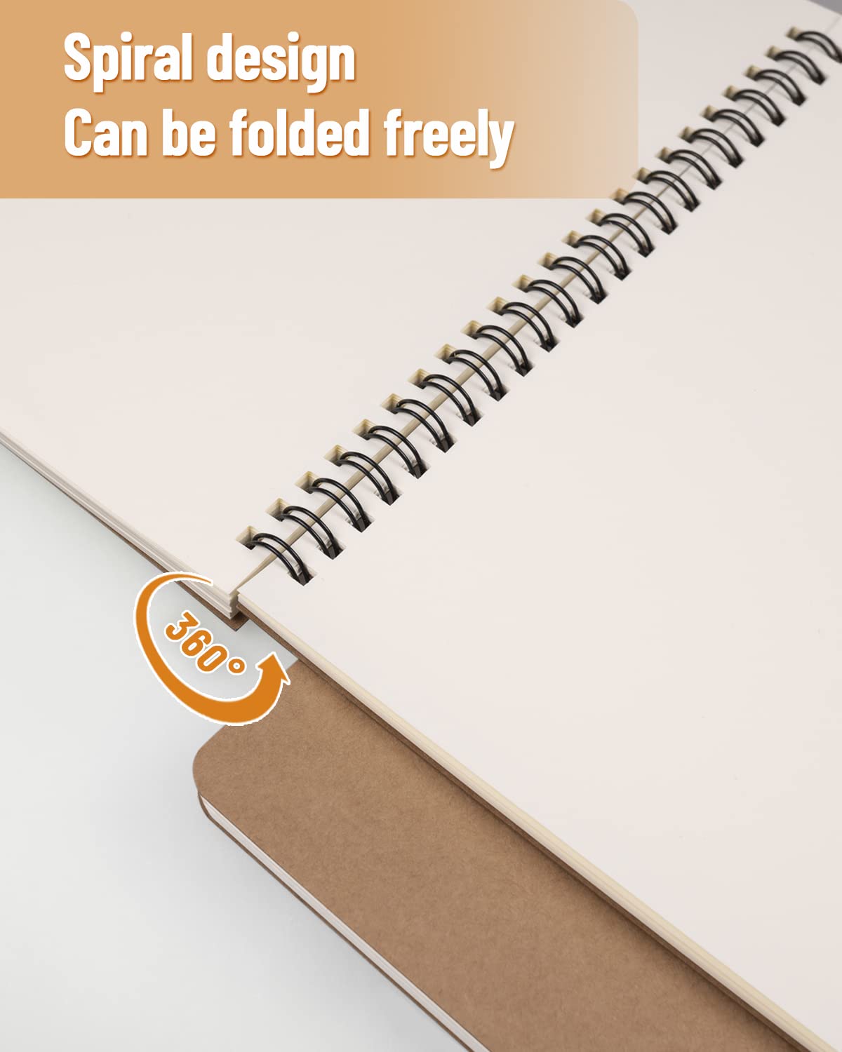 Dynta A5 Spiral Notebooks Blank Journal 10-Pack, Softcover Unlined Sketch Pad for Drawing, Writing, Note Taking Travel Memo Notepads Diary Planner, 100 Pages/ 50 Sheets,8.3 "x 5.8"(Brown)