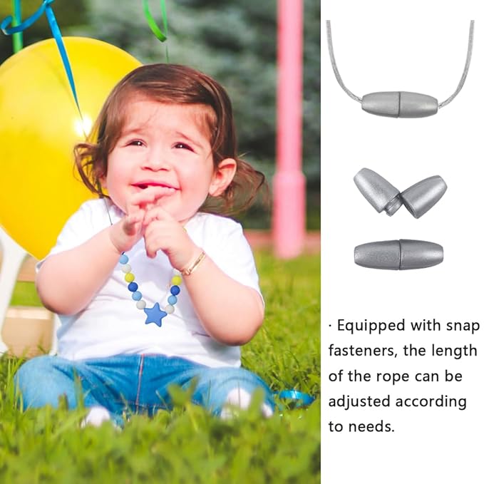 Stars Sensory Chew Necklace for Kids and Adults, Oral Chew Toys for Boys and Girls with Autism/ADHD/SPD, Silicone Fidget Teething Necklace for Children - Reduces Anxiety and Stress（2Pcs