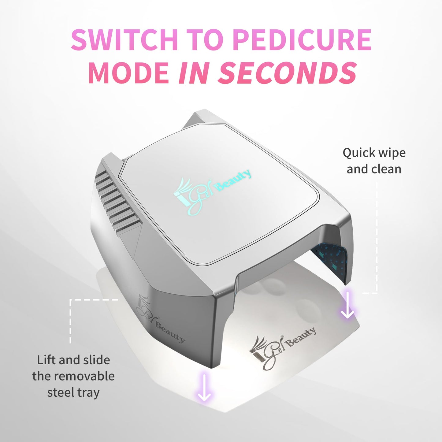 iGel Beauty Hybrid PRO 2.0 UV/LED Nail Lamp – 48W Wireless Rechargeable Nail Dryer, Full Hand Curing, Smart Motion Sensor, Removable Tray, Cordless Gel Lamp for Manicure & Pedicure