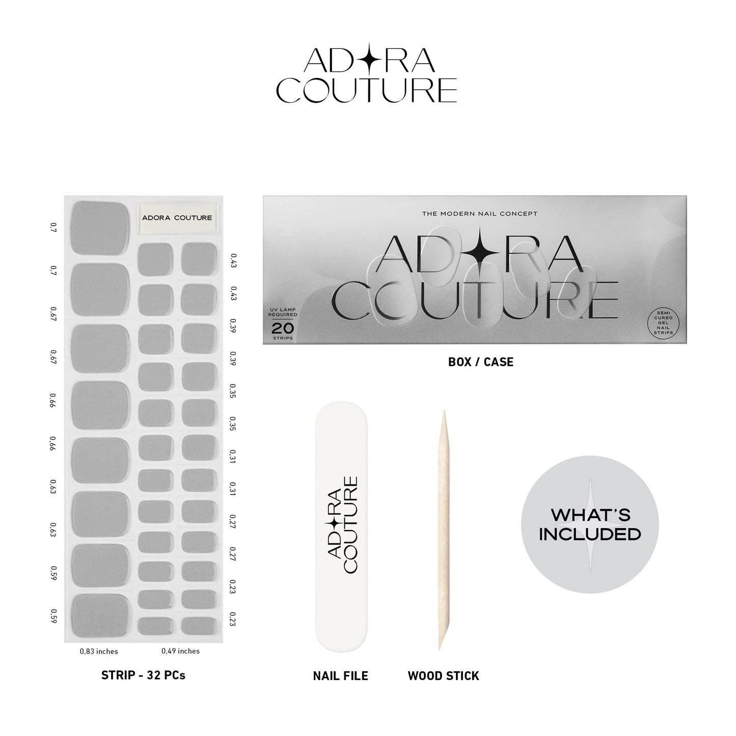 Adora Couture Semi Cured Gel Nail Strips - 32 pcs Gel Pedicure Stickers, Easy to Apply & Remove Toenail Stickers, Salon Quality At Home & Long Lasting - UV Nail Lamp Required - Blue Ocean P