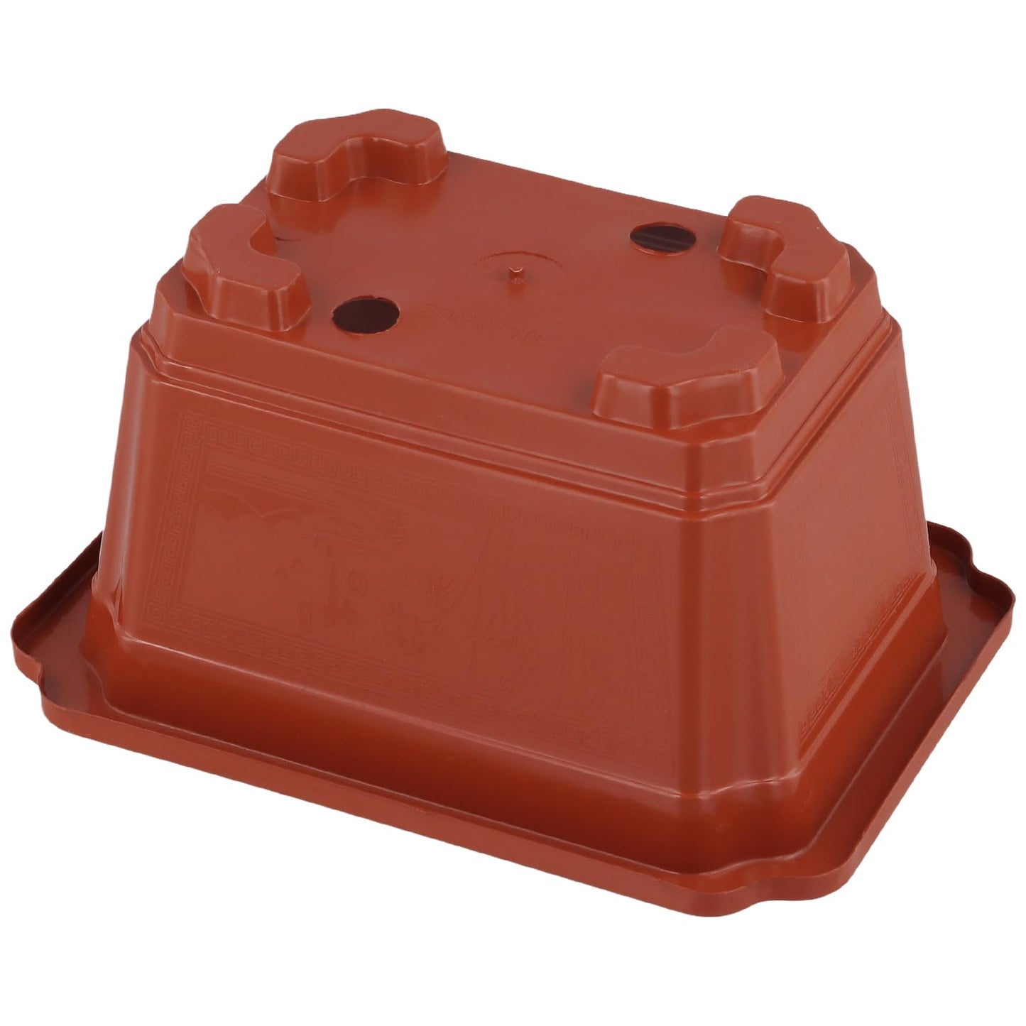 SINJEUN 20 Pack Plastic Bonsai Pots, Brick Red Rectangular Bonsai Tree Pots for Gardening Cultivation and Decoration
