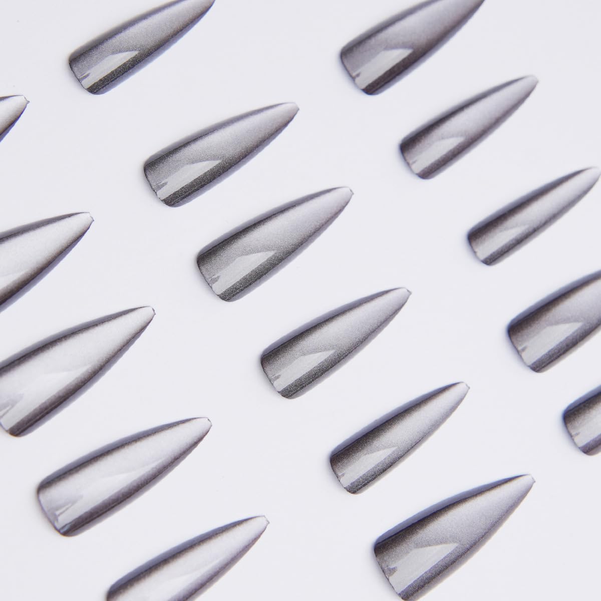 Black Cat Eye Press on Nails Long Stiletto Fake Nails with Design Balck Glitter Glue on Nails Full Cover False Nails Shiny Artificial Acrylic Stick on Nail for Women Manicure 24Pcs