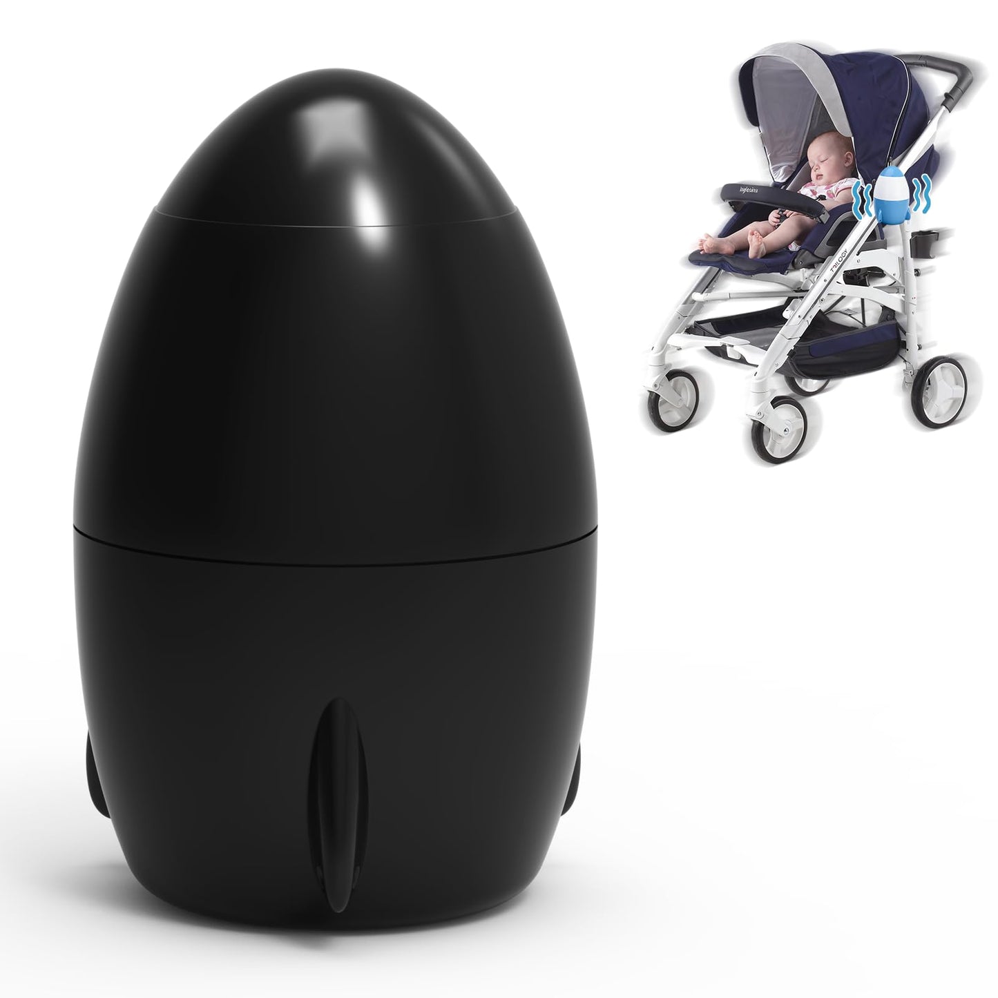 TUWEIPAIKE Portable Stroller Rocker, Baby Vibrating Soother with 5 Speed Settings and 40-Minute Timer - Fits Pushchairs & Prams and Strollers (Black)