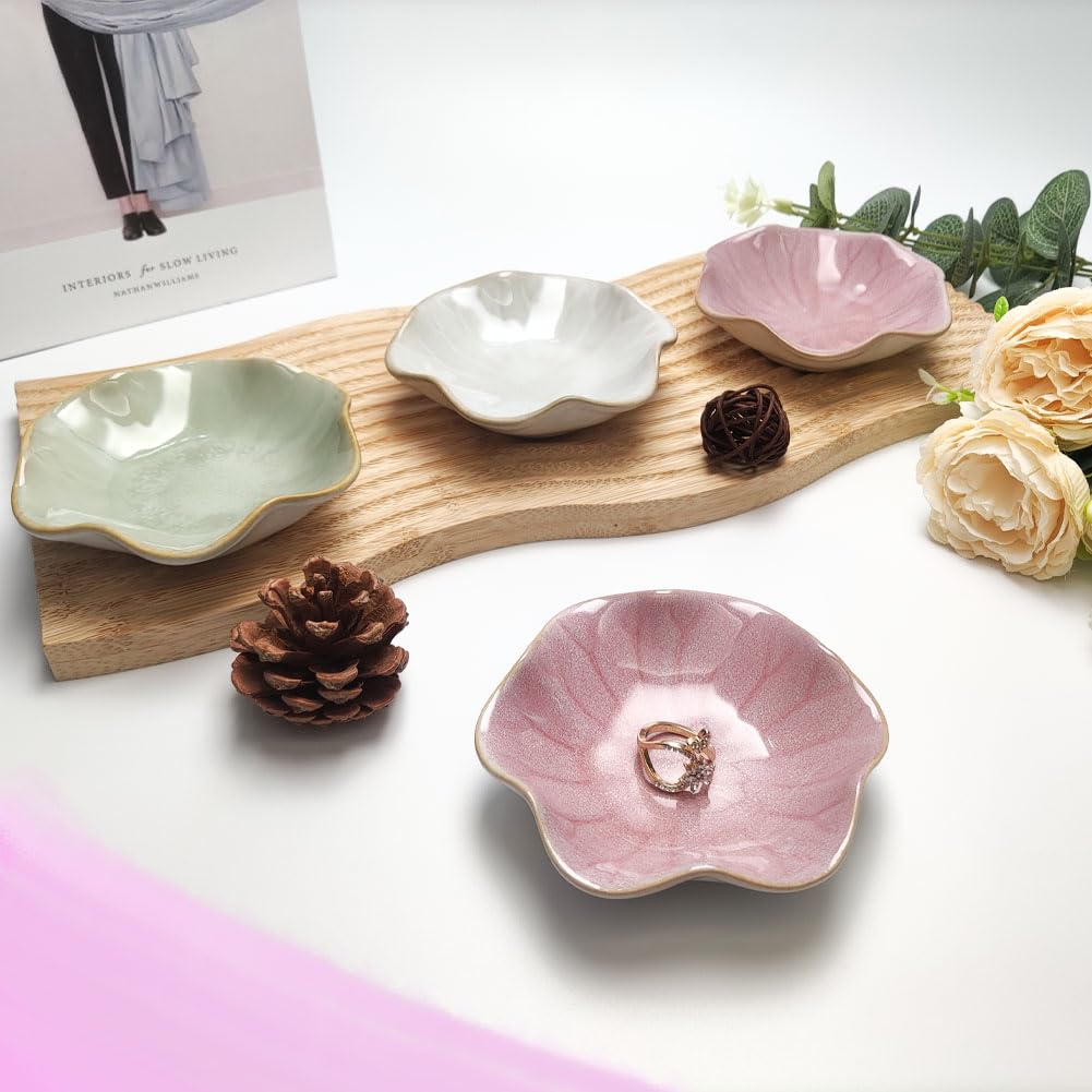 Ceramic Leaf Dish, Tiny Key Bowl, Small Ring Dishes Holder, Jewelry Plate, Trinket, Nightstand Decor for Entryway Table Home Decor Gift for Mom, Women, Girls