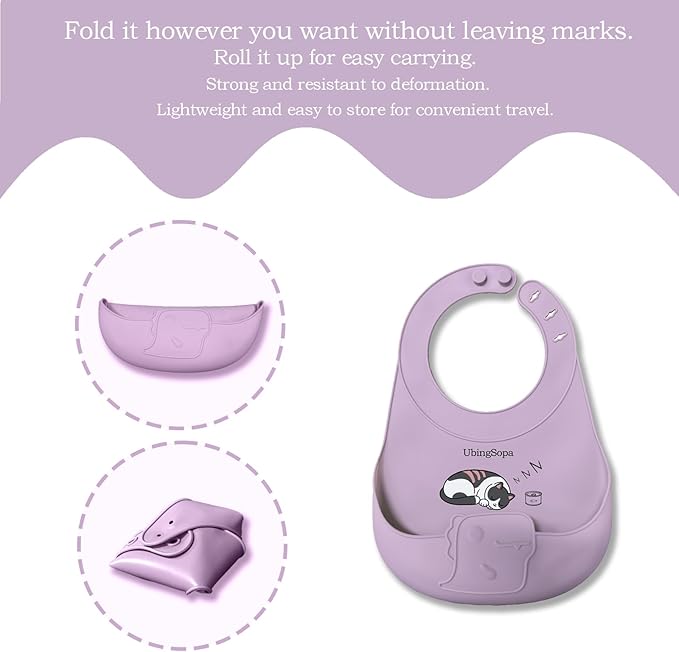 Silicone Baby Bibs – Adjustable, Soft, Waterproof & Durable, with Large Food-Catching Pocket, Feeding-Friendly