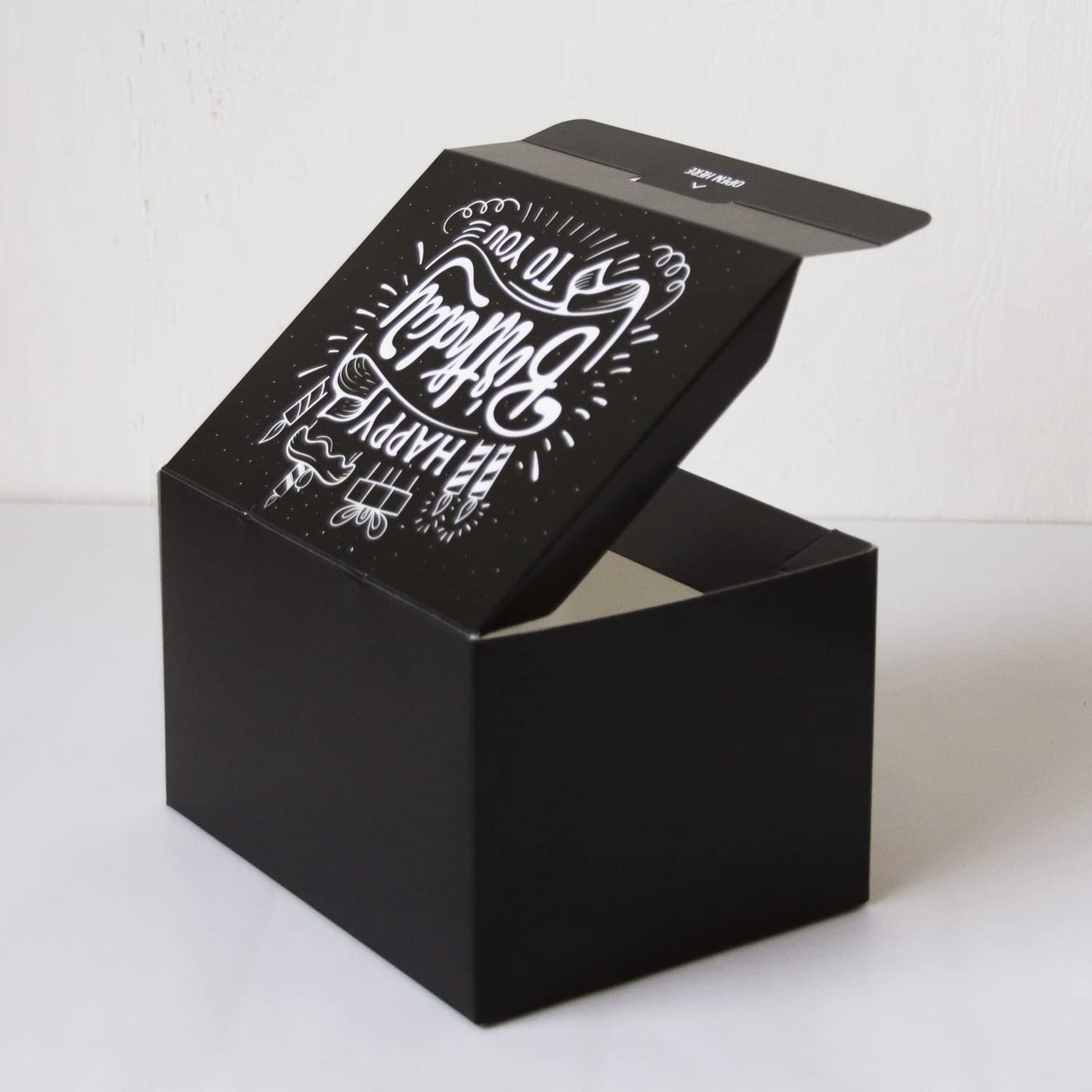 FETTIPOP Gift Box Surprise Exploding Confetti Kit (Black Premium) Happy Birthday, Prank Pop Up 7.2x5.5x4.3 in.