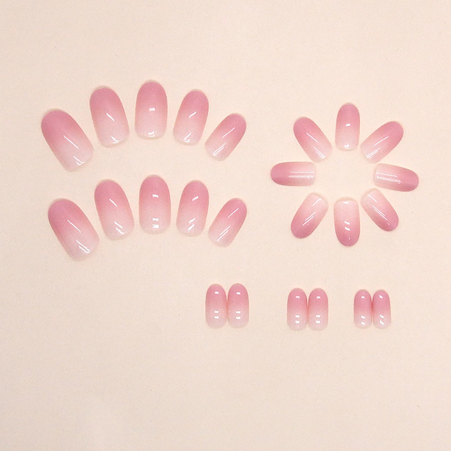 Short Almond Press on Nails Gradient Pink Fake Nails Press ons Acrylic Nails False Glossy Full Cover Artificial Stick on Nails for Women Girls 24 Pcs