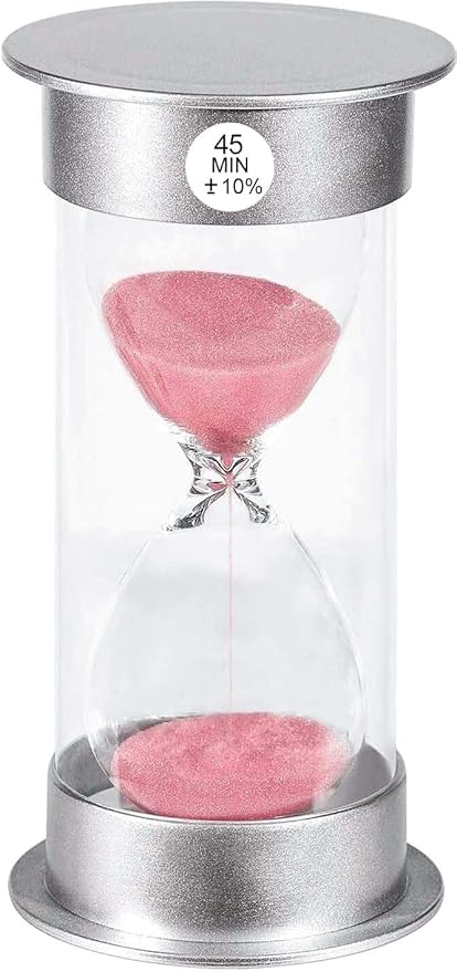 SuLiao 45 Minute Hourglass Timer Sand Clock, Unbreakable Pink Sand Watch 45 Min, Colorful Plastic Hour Glass Sandglass for Kids, Games, Decor, Classroom, Kitchen, Toothbrush Timer