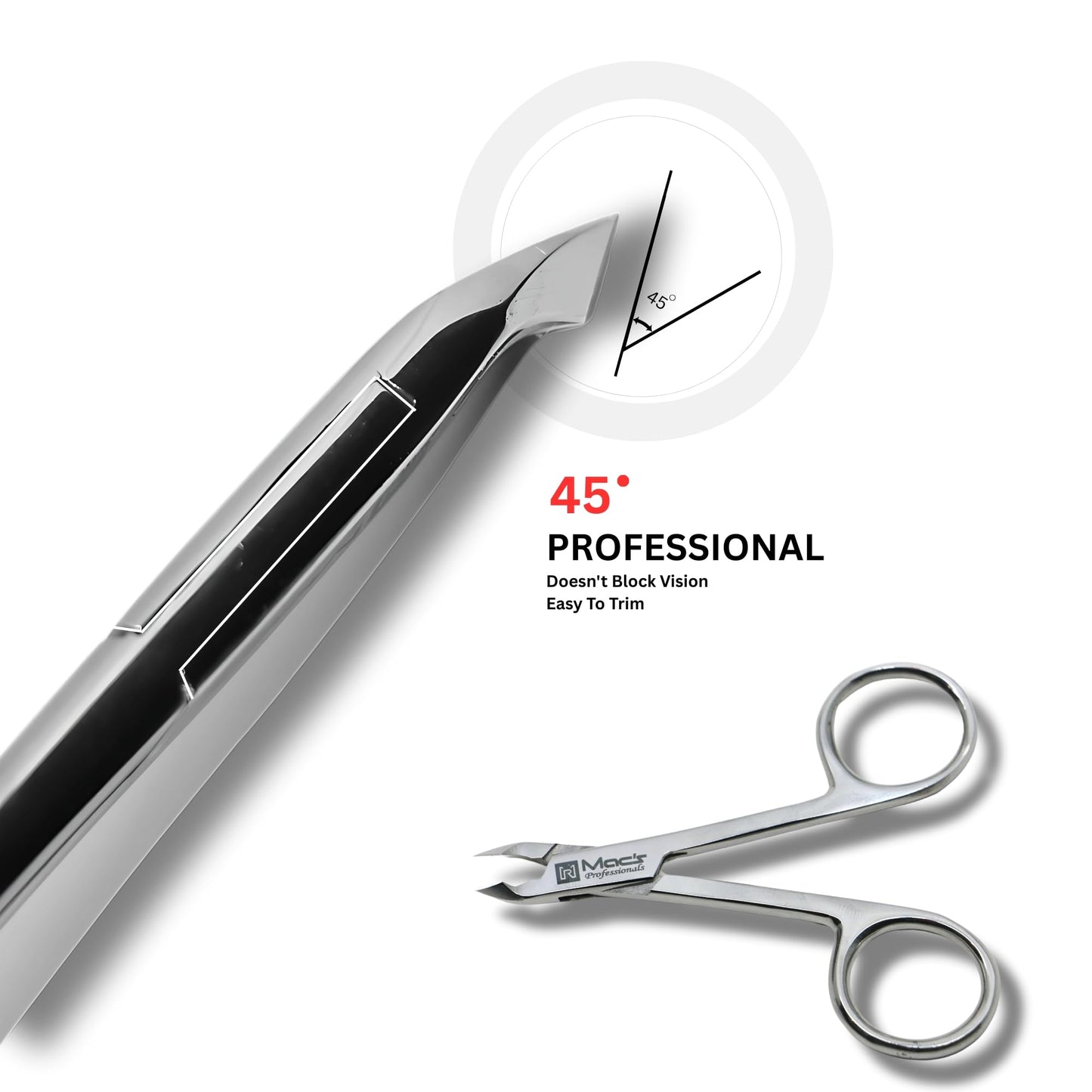 Macs Professional Cuticle Nipper – Surgical Stainless Steel, Precision Half-Jaw Blades, Ergonomic 4-Inch Cuticle Remover & Trimmer for Manicure & Pedicure