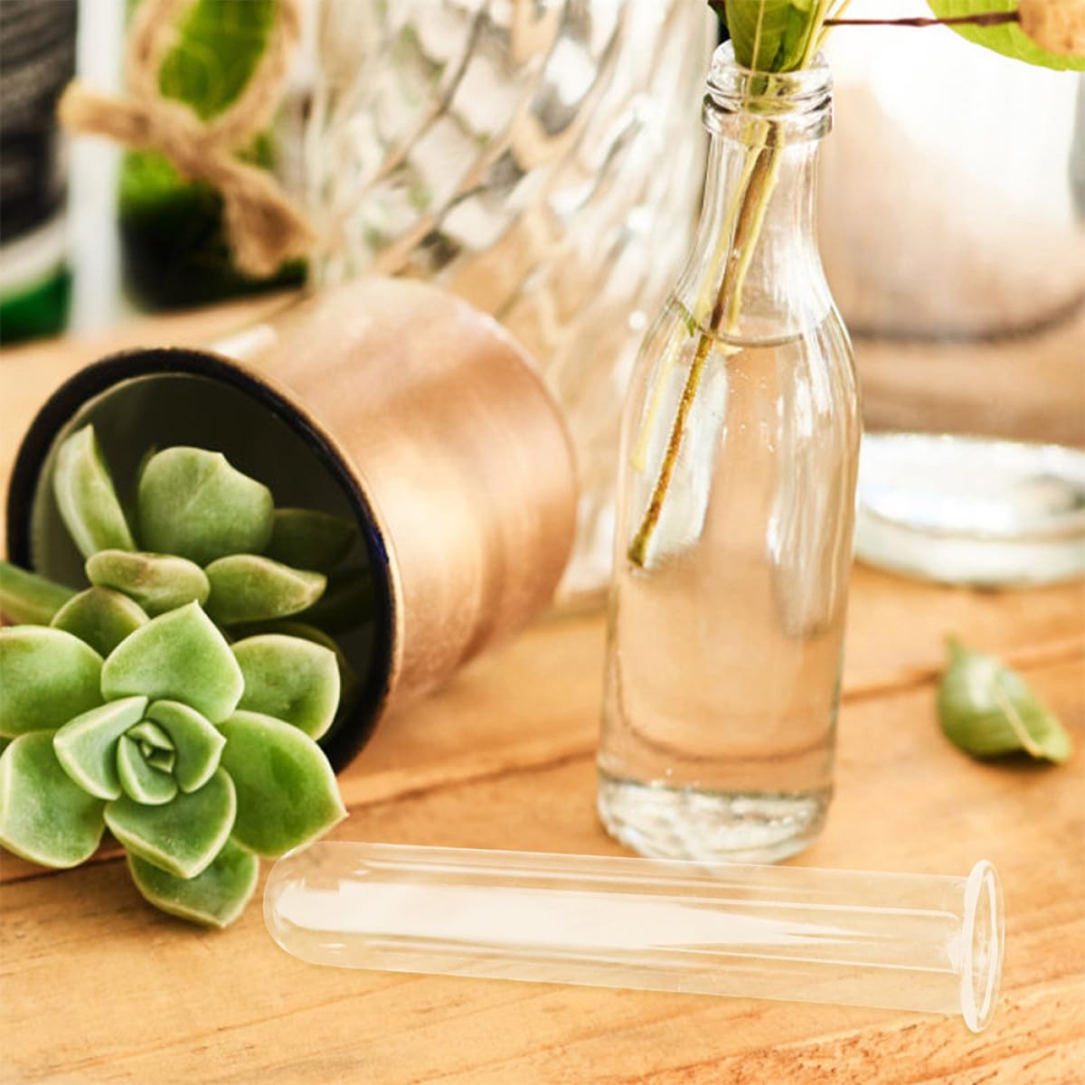 BESTYASH 4pcs Glass Hydroponic Propagation Planter Tubes 2.5x3x18cm Test Tube Vases for Desktop Plant Propagation and Terrarium Accessories Home Décor