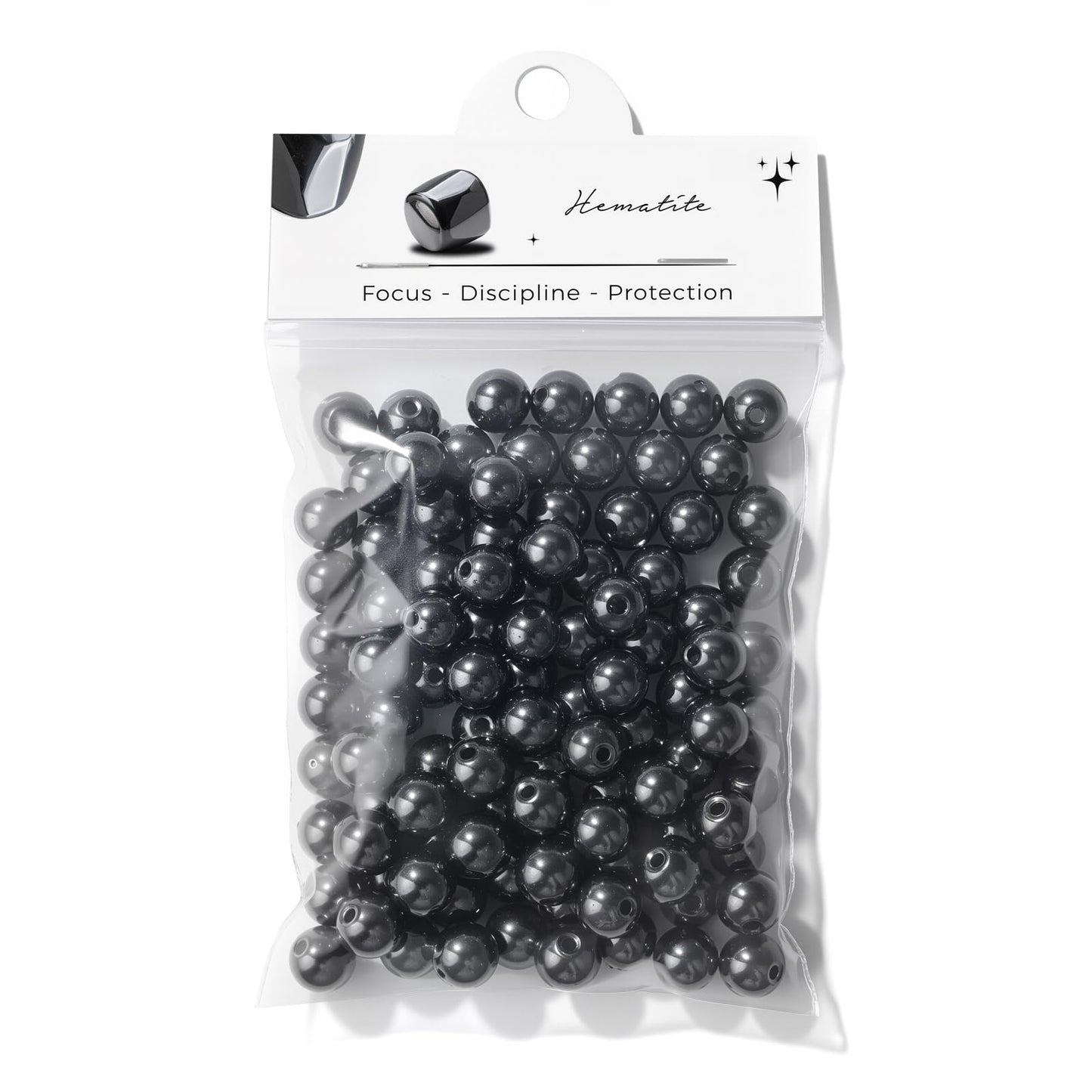 Raicegs 100pcs 8mm Hematite Beads Natural Gemstone Beads Round Loose Beads for Jewelry Making DIY Bracelets Necklace