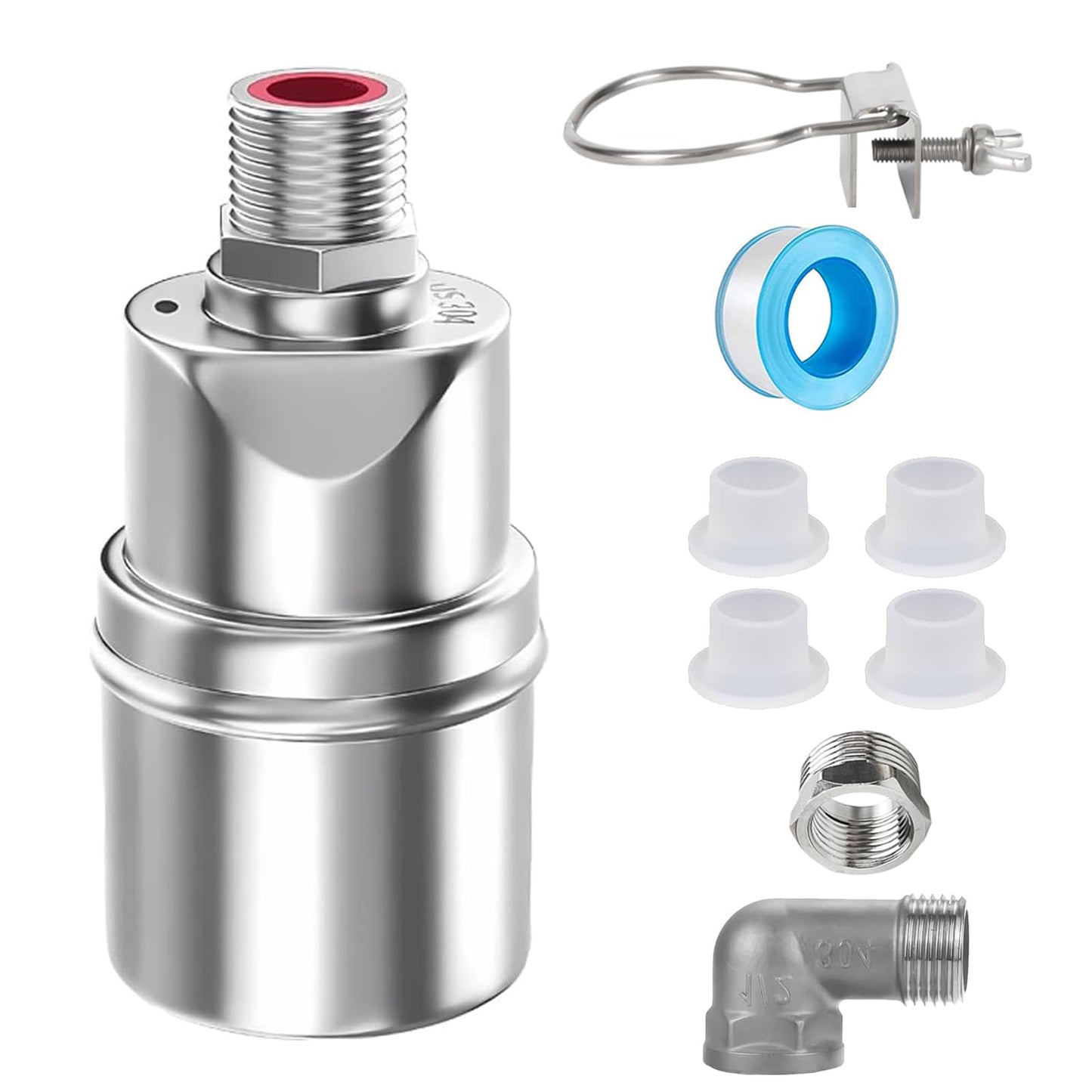 Auto Water Level Control Float Valve 1/2" 3/4" - 304 Stainless Steel, No Pump Needed for Water Tanks, Fish Ponds, Livestock Troughs, Hydroponics, Pool(1 Pack Long)