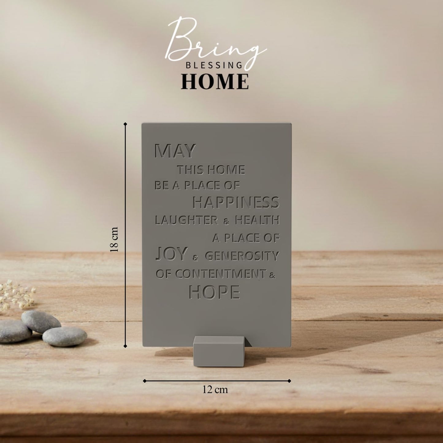 SURI Jewish Home Blessing – Modern Concrete Bless This Home Sign, Jewish Home Decor & New Home Gift
