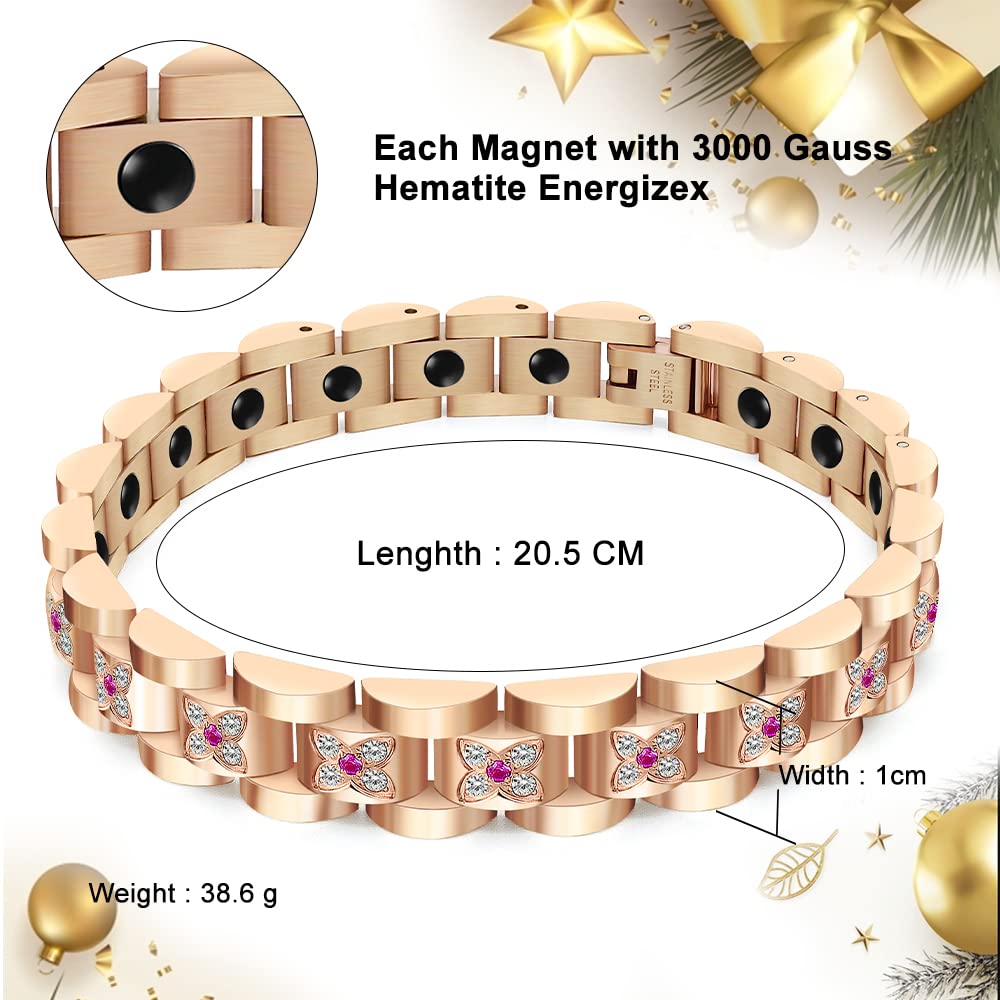JEROOT Ultra Strength Magnetic Bracelet for Women | 3500-6000 Gauss Neodymium Magnets | Magnetic Therapy Jewelry with Adjustable Tool & Gift Packaging