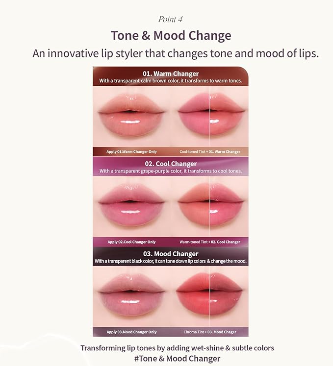 Heart Percent Dote On Mood Top Coating Lip Plumper, High-Shine Glossy Finish Tone Down Color & Mood Changing Lip Gloss 03. Mood Changer