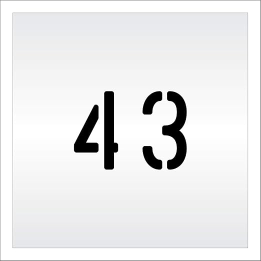 Pavement, Curb, and WheelStop Stencils - 4 inch Double Number Stencil - (43) - 4" x 5.5" x 1/8" (128 mil) - Pro-Grade
