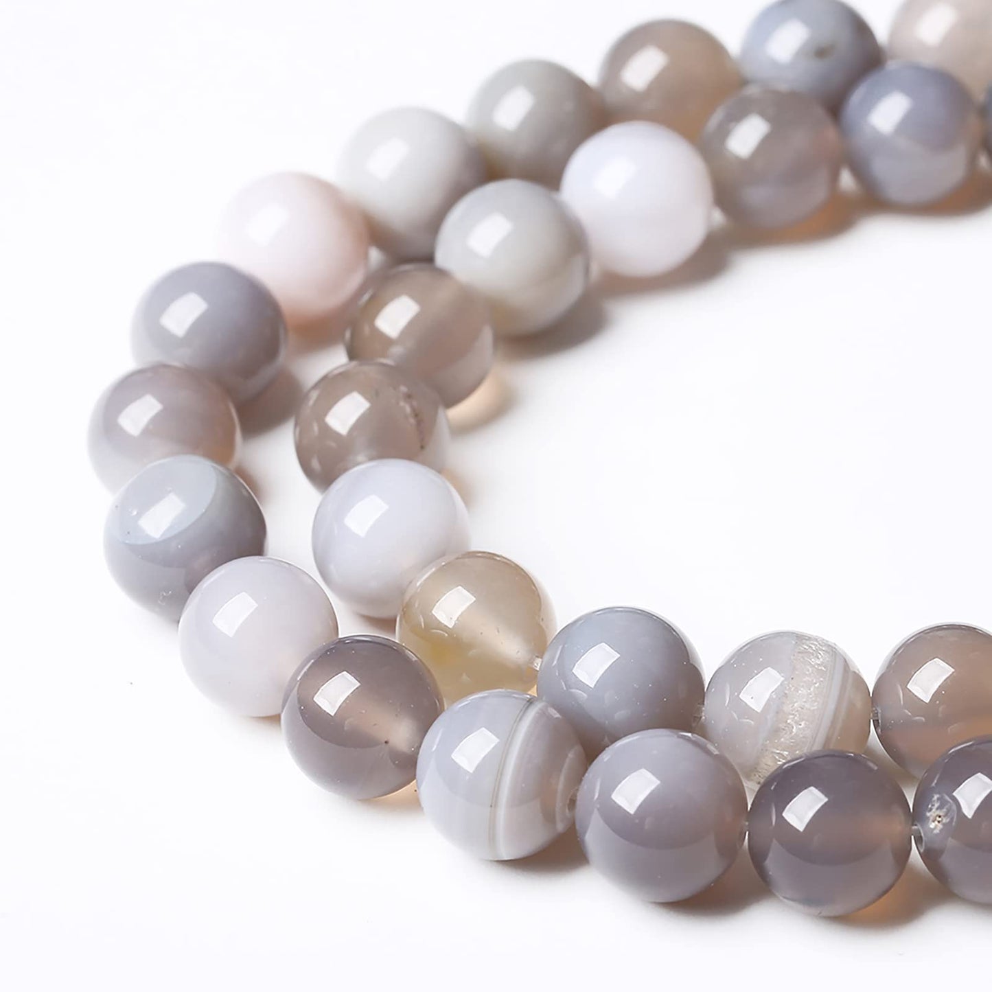 60pcs 6mm Natural Gray Striped Agate Beads for Jewelry Making Round Loose Beads DIY Bracelets Necklaces Energy Healing Stone Beads 15"(6mm, Gray Striped Agate)