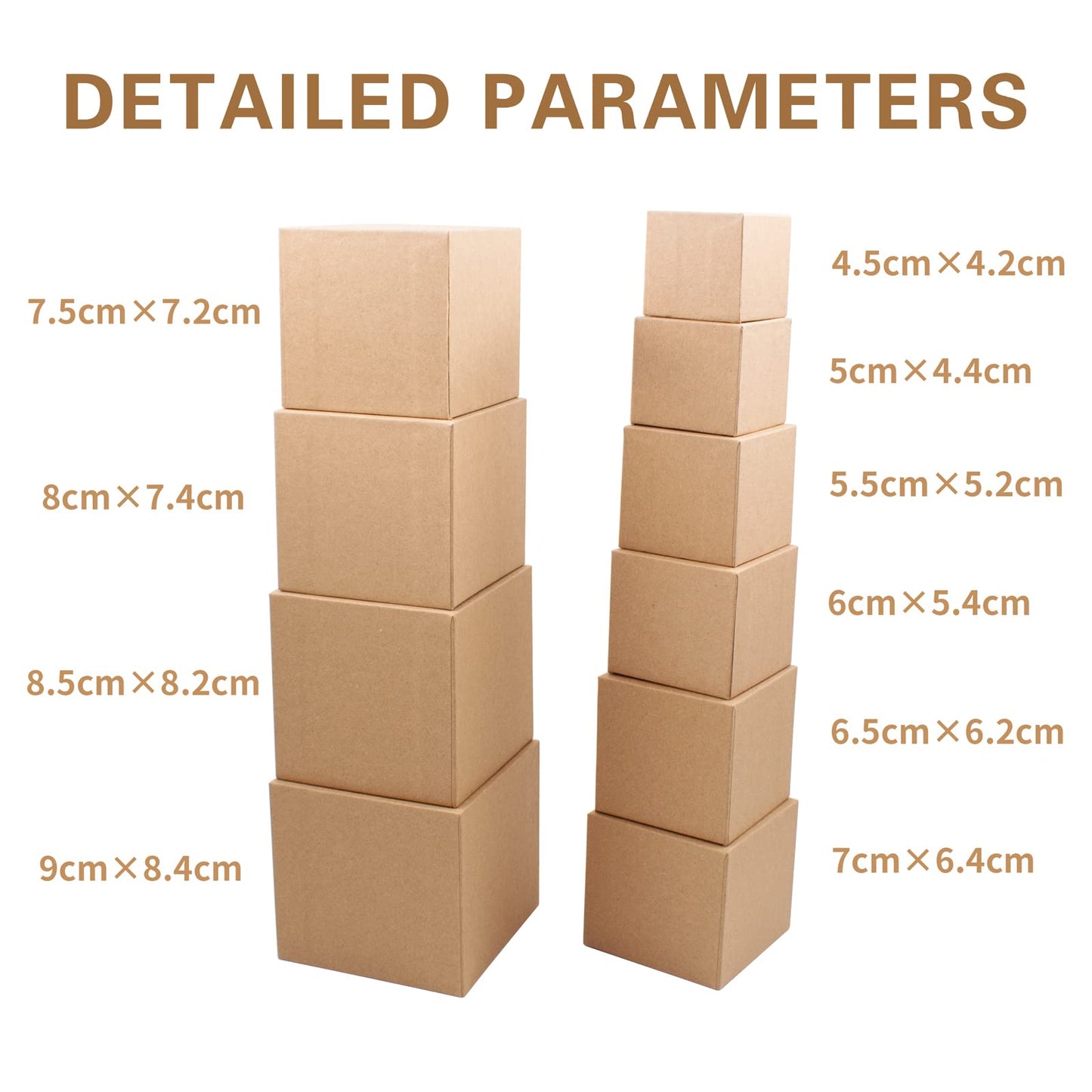 Nesting Gift Boxes Set Prank Gift Boxes Gift Wrap Boxes Surprise Box Small Square Kraft Paper Box Inside Box Gift Set for Christmas Halloween Birthday 10 Cartons No Lids (1.7-3.5 Inch), Brown