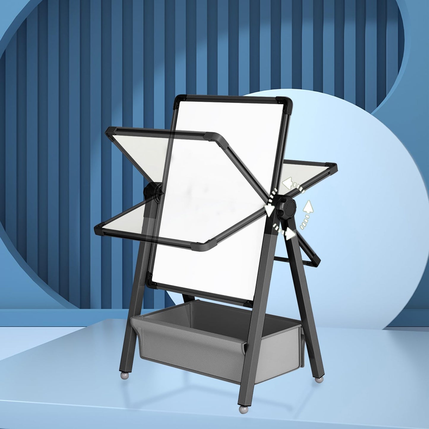 Art Easel for Kids, Double Sided Kids Easel Drawing Board, Whiteboard & Blackboard, 360°Rotating Adjustable(Black)