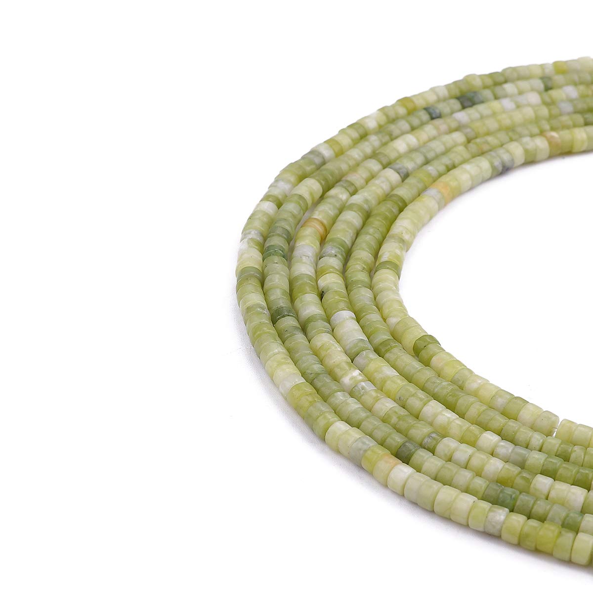 BEADIA Natural Taiwan Jade Spacer Beads Caps Loose Semi Gemstone for Beading Jewelry Making 4mmx2mm 38cm