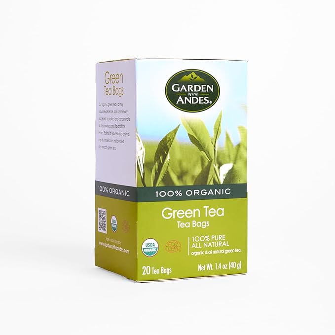 Garden of the Andes - Organic Green Tea - 6 x 20 Tea Bags (120 Total) - USDA Organic antioxidant-rich infusion - Supports digestion and smooth refreshing flavor