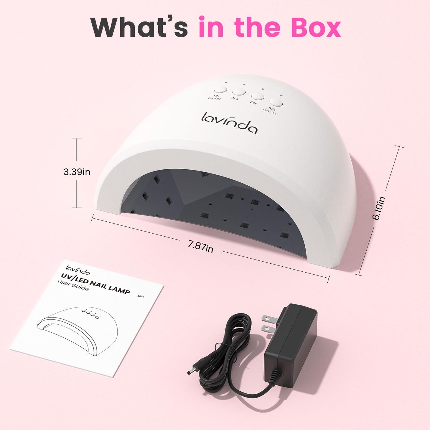 Lavinda UV LED Nail Lamp for Gel Polish, 48W Nail Dryer with Premium Matte Finish, Fast Curing UV Light with 4 Timers, Smart Sensor & Detachable Base for Hands & Feet Salon Home DIY Manicure