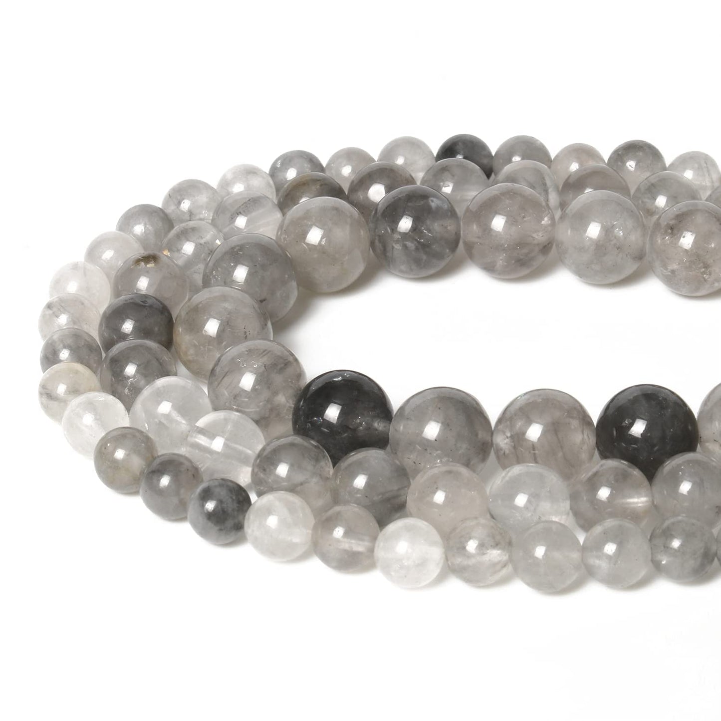 60pcs 6mm Natural Stone Beads Greystone Crystal Beads Energy Crystal Power Gemstone for Jewelry Making, DIY Bracelet Necklace