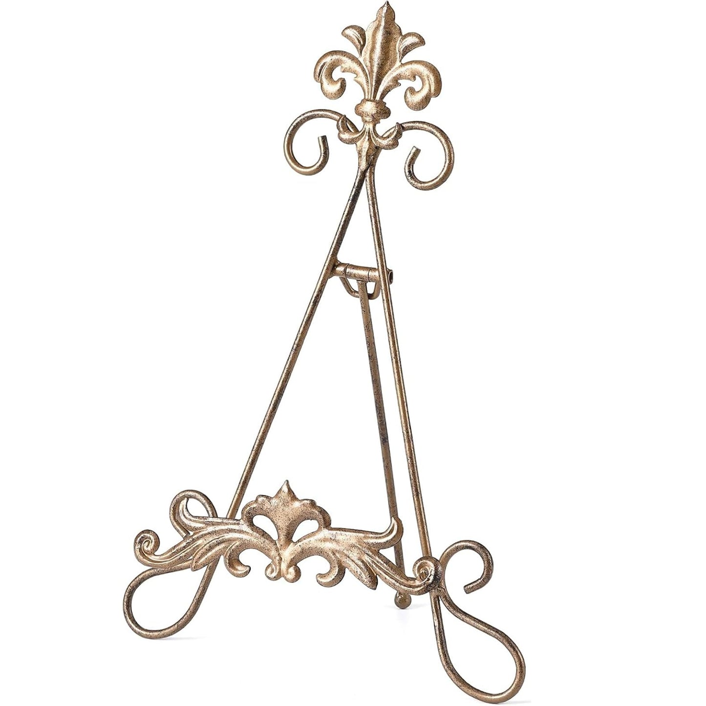 Wenbery 13.8" H Fleur-de-Lis Easel Stand,Metal Book Stand, Plate Holder Display Stand, Picture Frame Stand, Home Decor (Bronze)