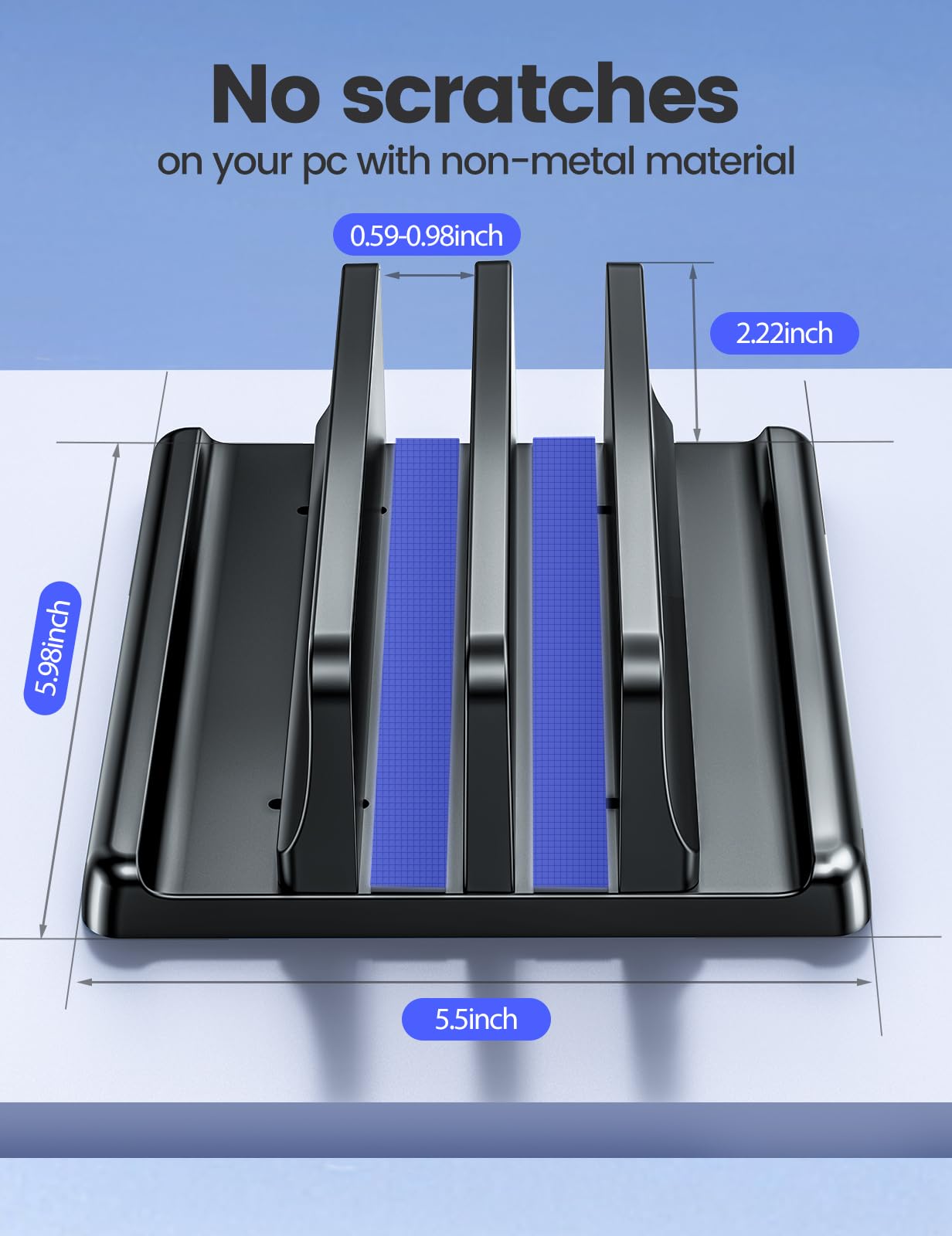 Vaydeer Vertical Laptop Stand for Desk,Dual Slots Plastic Laptop Holder with Space Saving 4-in-1 Design,Adjustable Laptop Organizer Storage Supports for MacBook,Mac,HP,Dell,Microsoft Surface,Lenovo