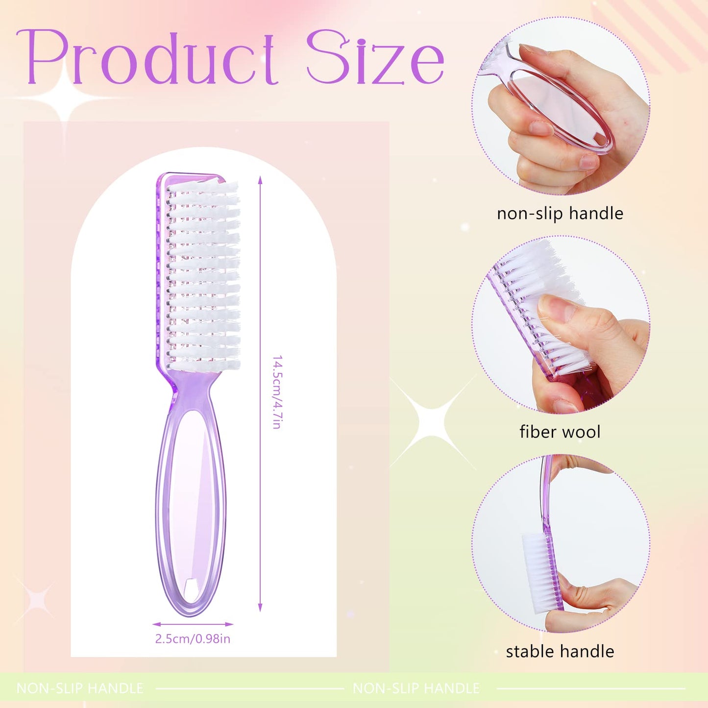 Patelai 100 Pieces Handle Grip Nail Brush Bulk for Cleaning Fingernails Toes Scrub Manicure Pedicure (Colorful)