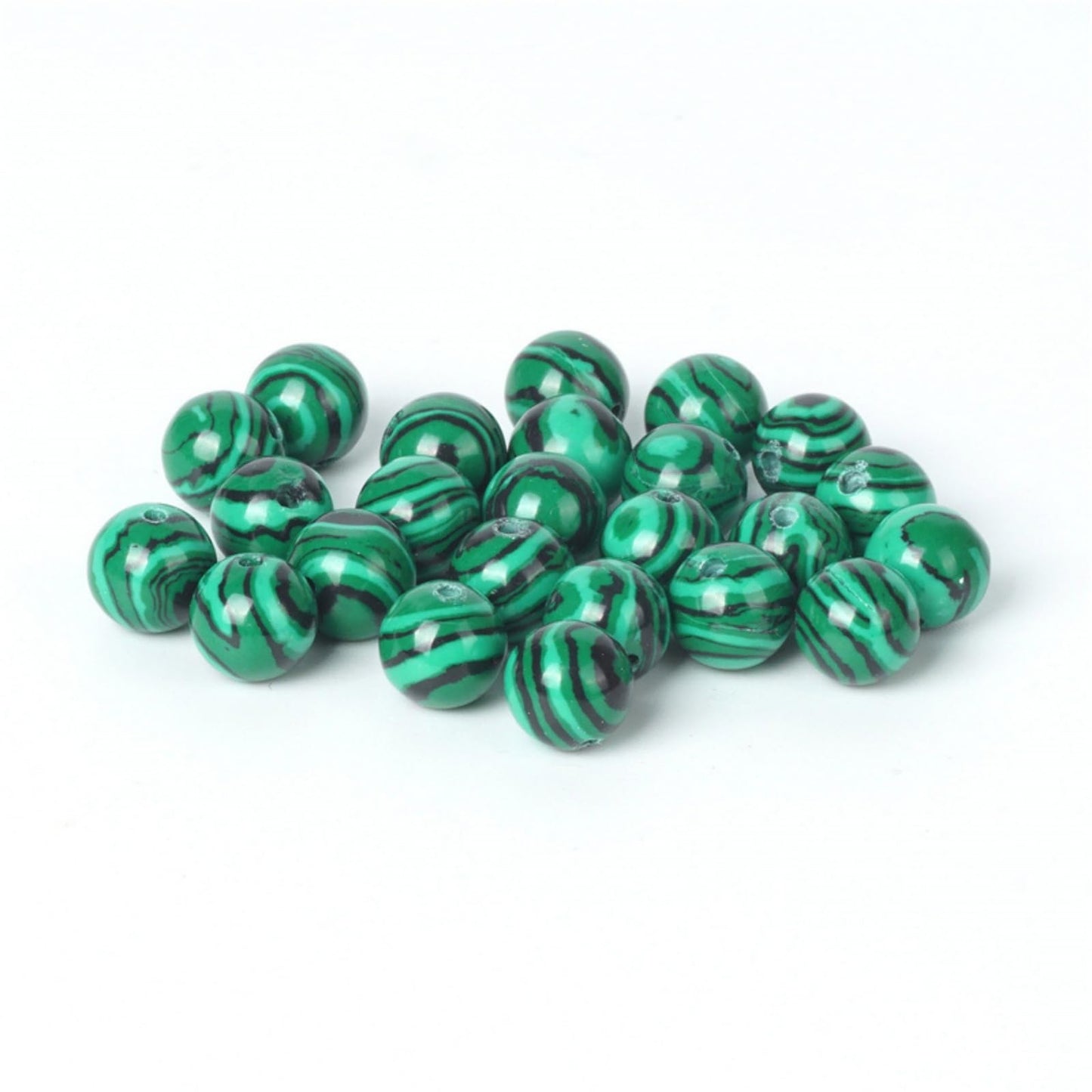 100Pcs Natural Stone 6mm Green Malachite Round Loose Gemstone Energy Healing Beads Hole Size 1mm DIY Smooth Beads for Bracelet Necklace Earrings Jewelry Making