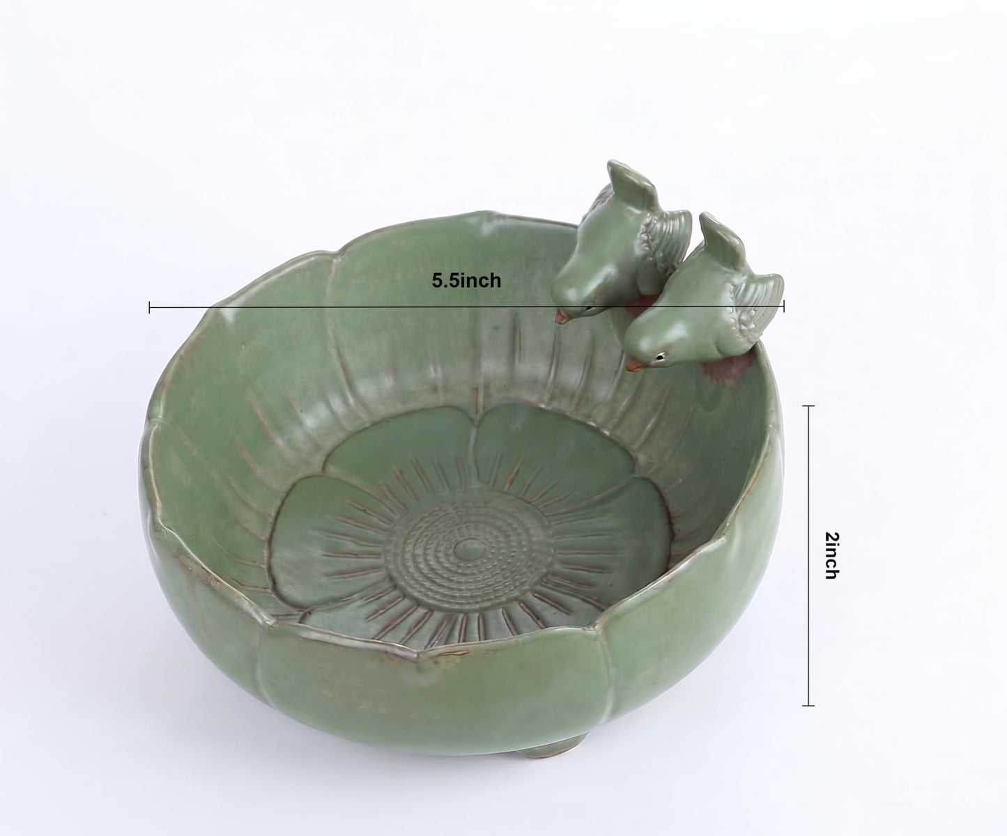 Lxdzsm Ceramic Bird Bath – 5.9” Birdbath Bowl Only, Small Bird Bath & Bird Feeder, Bird Water Bowl for Ground Bird Bath, Bee Bath, Ceramic Bird Baths for Outdoors, Garden Courtyard Decoration