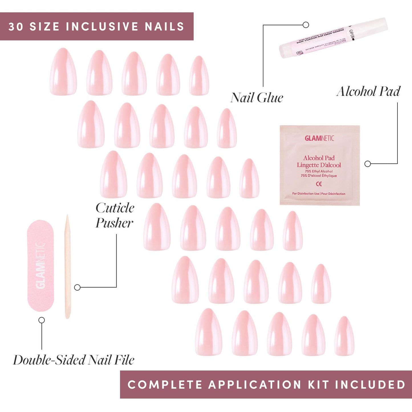 Glamnetic Press-On Nails Bundle - Hailey & First Kiss | Glossy, Semi-Transparent Fake Nails | Neutral Pink False Nails with a Glaze Finish | Reusable Short Almond Nail Kits