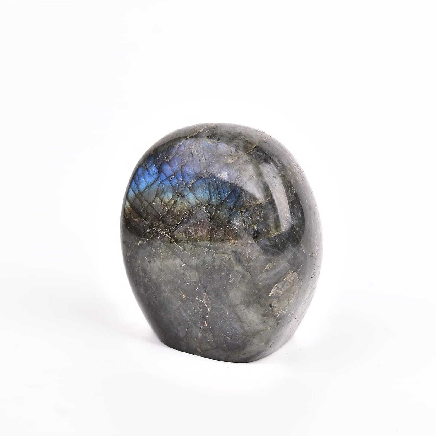 JIC Gem Class 1 Labradorite Polished Gemstone Healing Crystal Worry Palm Stone Crystal Reiki Stone for Anxiety Stress 0.8-1 lb