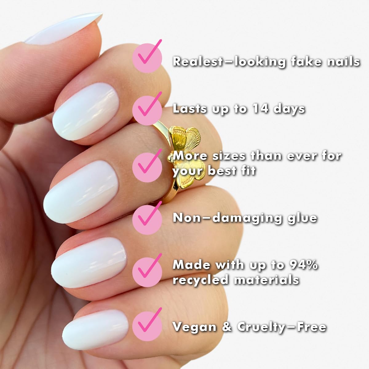 Olive & June Instant Mani Press-On Nails (Glue) | 42 Fake Nails, 21 Sizes | Non-Toxic, Long-Lasting Recycled Materials Realistic Look | Spring Flowers & Patterns | Short, Round | CCT Gradient