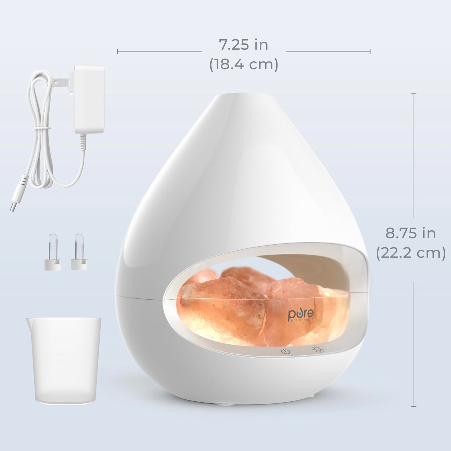 Pure Enrichment PureGlow Crystal - 2-in-1 Himalayan Salt Lamp & Ultrasonic Essential Oil Diffuser, Original Salt Therapy Lamp, 100% Pure Himalayan Salt, Ambient Glow, 160 mL 16-Hour Tank (White)