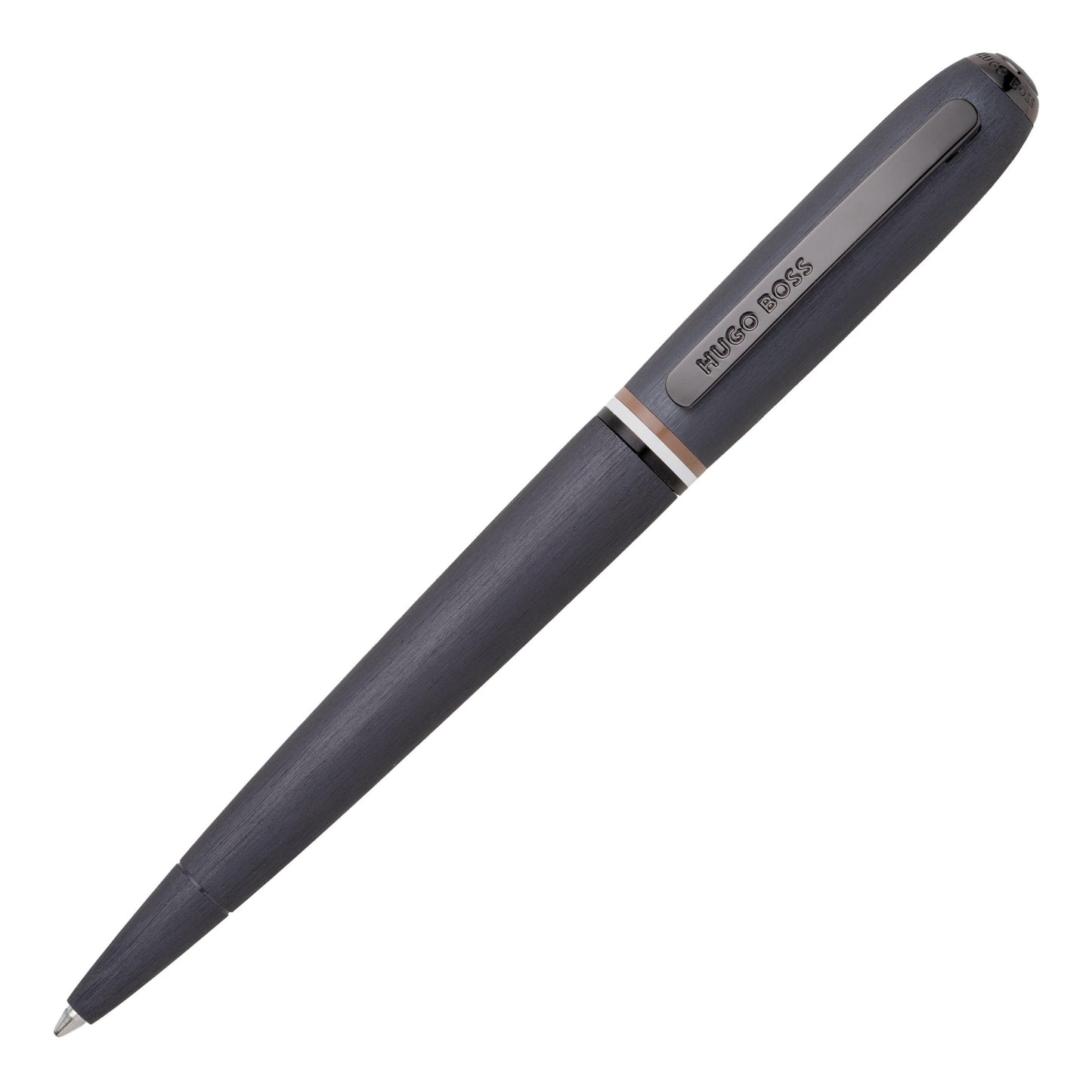 Hugo Boss Contour Iconic HSH3414D Ballpoint Pen Brass and Aluminium Black Length 13.6cm Blue Ink