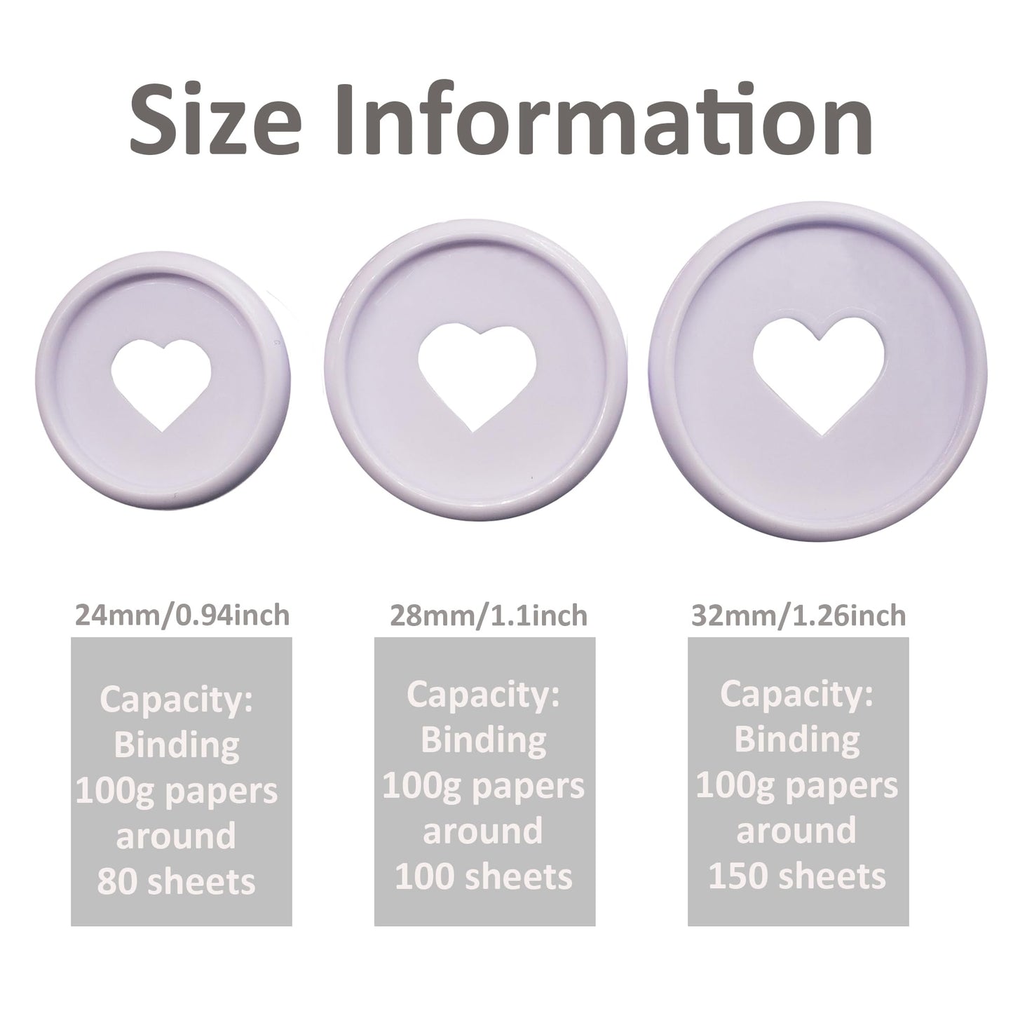 ITSYHPRO 100pcs Planner Expander Discs 1.1Inch Book Binding Disc for Discbound Notebook Accessories Heart Binder Rings(White,1.1 inch/28 mm)
